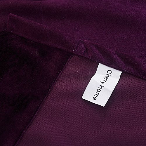 Cherry Home Set of 2 Heavy Velvet Flannel Blackout Window Curtains Drapes with Top Grommet Draperies Eyelet 52 Inches Wide by 120 Inches Long, Purple for Bedroom Living Room - color: Purple, size: 52"W x 120"L (Pack of 1)