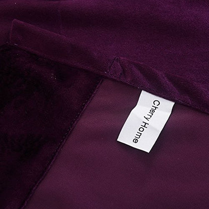 Cherry Home Set of 2 Heavy Velvet Flannel Blackout Window Curtains Drapes with Top Grommet Draperies Eyelet 52 Inches Wide by 120 Inches Long, Purple for Bedroom Living Room - color: Purple, size: 52"W x 120"L (Pack of 1)