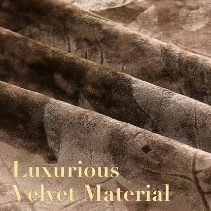 H.VERSAILTEX Velvet Leaf Pattern Curtains for Bedroom 63 Inches, Caramel | Luxury Velvet, Room Darkening, Light Blocking, Noise Reducing, Thermal Insulated, Grommet Top, 52 X 63 Inch, 2 Panels - color: Leaf-caramel, size: 52"W x 63"L (Pack of 2)