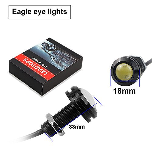 10Pcs 18mm 12V Eagle Eye LED Car Fog DRL Daytime Running Light Backup Reverse Tail Rock Lights Small bulb (Yellow, Black Case) - color: Yellow light