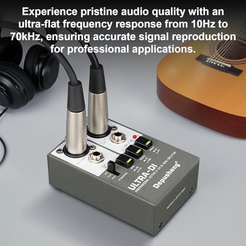 Depusheng Ultra-DI Di2 Professional Active 2-Channel DI-Box/Splitter w/Input Attenuator to Connect Guitar & Bass,Connector to Balanced & Unbalanced，Support 48V power supply