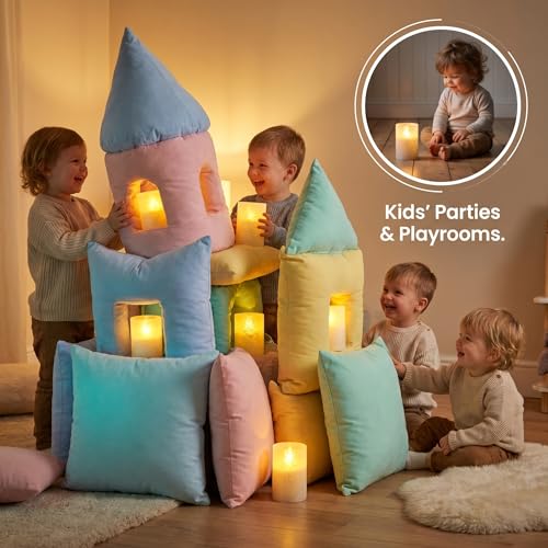 VENTA Frosted Glass LED Candles, Set of 3 | Warm Amber Flickering Pillar Candles with Remote | Creates Cozy, Relaxing Hygge Ambiance for Bedroom & Living Room - color: Foggy