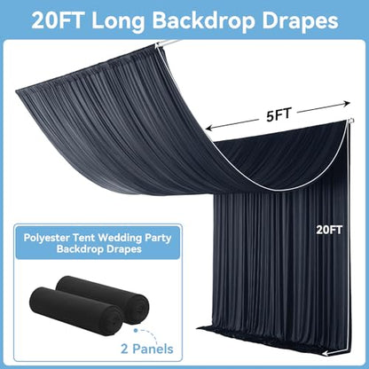 Outpain 10ftx20ft Black Backdrop Ceiling Drapes,2Panels 20ft Height Wrinkle Free Tent Draping Curtains, Fabric Drapery Ceiling Drapes for Wedding Ceremony Birthday Theme Parties with Rod Pocket - color: Black, size: 60"W x 240"L (Pack of 2)