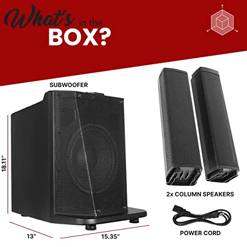 Pyle Portable PA System, 10" Subwoofer, 8x3 Column Drivers, Bluetooth Streaming, DSP EQ, 1600W Speaker System for Live Events, DJ Setup, and Sound Reinforcement