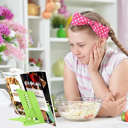 Honagu Small Book Stand Book Holder Metal Desk Stand for Reading Hands Free, Adjustable Cookbook Documents Holder, Portable for Music Books, Textbook, Recipe, Tablet, Ipad, Great Gifts (Green) - color: Green