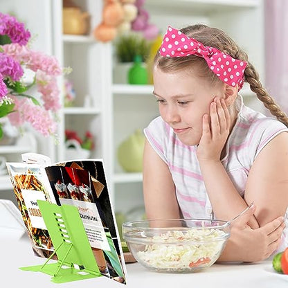 Honagu Small Book Stand Book Holder Metal Desk Stand for Reading Hands Free, Adjustable Cookbook Documents Holder, Portable for Music Books, Textbook, Recipe, Tablet, Ipad, Great Gifts (Green) - color: Green
