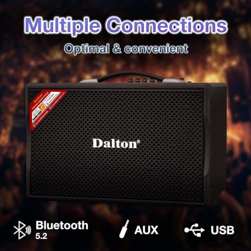 250W RMS Dalton KS8Pro Portable Karaoke Machine for Adults with Bluetooth Speaker, Speakers Bluetooth Wireless with 8 Inch Subwoofer, Dual Mic Support, USB AUX Inputs for Home and Swimming Party