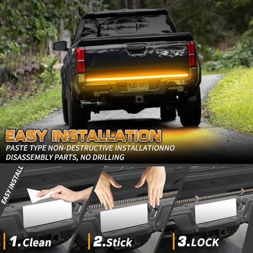 XRIDONSEN 48 inch 288 LED Tailgate Strobe Lights Amber Emergency Lights | Front/Rear Flashing Warning Hazard Caution Safety Light Strip for Tow Plow Trucks Construction Vehicles Pickup Trailer - color: Amber