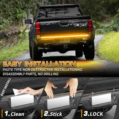 XRIDONSEN 48 inch 288 LED Tailgate Strobe Lights Amber Emergency Lights | Front/Rear Flashing Warning Hazard Caution Safety Light Strip for Tow Plow Trucks Construction Vehicles Pickup Trailer - color: Amber