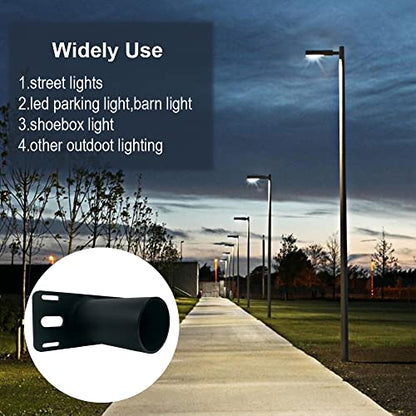 Tenon Slip Fitter Adapter for Led Parking Lot Light, 90 Degree 2-3/8 inch Fixture Mounting Bracket, Rustproof Rainproof, Black Metal Pole Mount for Barn Shoebox Led Lights, Outdoor - size: 1PCS-2-3/8 Inch