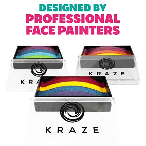 Kraze FX Dome Stroke - Girly Girl Rainbow (25 gm), Professional 1-Stroke Split Cake, Hypoallergenic, Non-Toxic, Water Activated Face & Body Painting Makeup Supplies for Adults - color: Girly Girl Rainbow