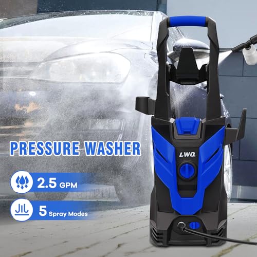 Pressure Washer, Power Washer with 4 Quick Connect Nozzles 1 Foam Cannon, High Pressure Cleaning Machine for Cars/Fences/Driveways/Patios/Farms/Home Cleaning(Light Blue) - color: Light Blue