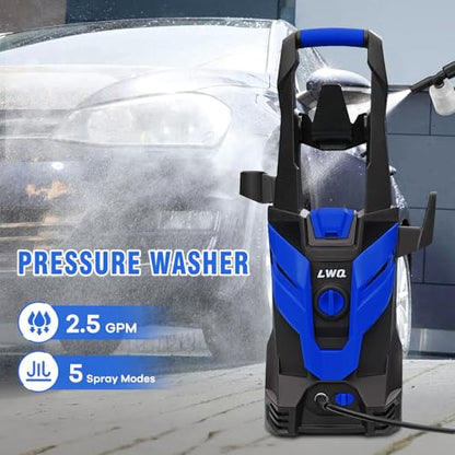 Pressure Washer, Power Washer with 4 Quick Connect Nozzles 1 Foam Cannon, High Pressure Cleaning Machine for Cars/Fences/Driveways/Patios/Farms/Home Cleaning(Light Blue) - color: Light Blue