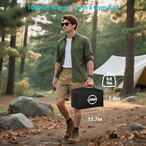 100 Inch Outdoor Projector Screen with Stand, Black Backing Screen | wrinkle-free surface, sturdy square tube tripod, quick setup, with portable carry bag for backyard movies and home theater - size: 100 inches (89.4 x 78.7 inches)
