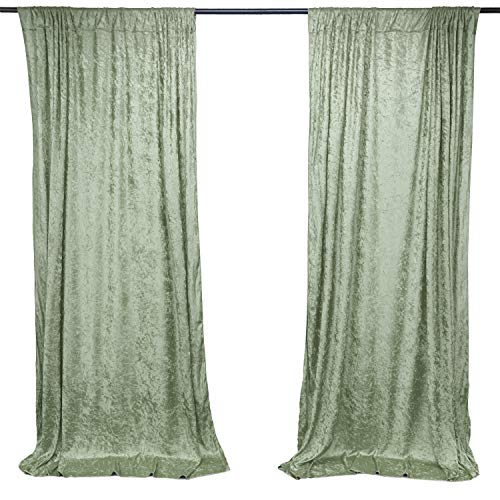 AK TRADING CO. 10 feet x 10 feet Panne Velvet Event Backdrop Drapes Curtains Panels with Rod Pockets - Wedding Ceremony Party Home Window Decorations - Sage Green - color: Sage Green