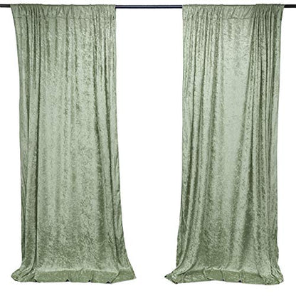 AK TRADING CO. 10 feet x 10 feet Panne Velvet Event Backdrop Drapes Curtains Panels with Rod Pockets - Wedding Ceremony Party Home Window Decorations - Sage Green - color: Sage Green