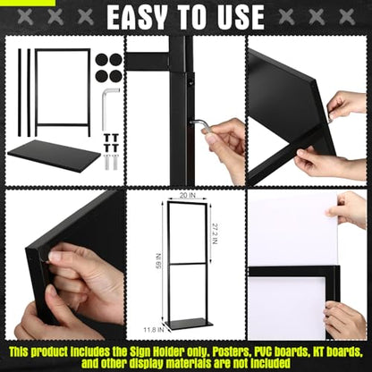 Sintuff Sign Holder Floor Stand Heavy Duty Double Sided Poster Stand | 19.6 x 27.2 Inch, Slide-in Banner Poster Sign Holder, for Display Retail Store & Trade Show Advertising