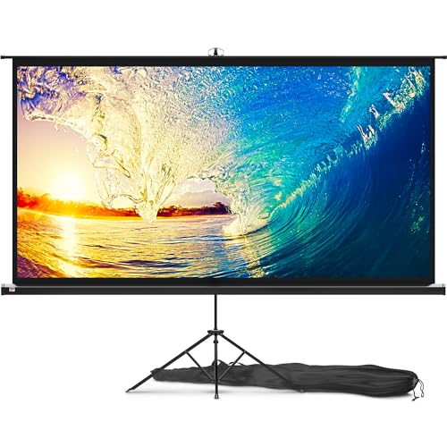 100 Inch Indoor and Outdoor Projector Screen with Stand for Movies or Presentations - HD Premium 16:9 Folding Free Tripod Screen with Carry Bag and Straps, Matte - size: 100 Inch 16:9 Aspect Ratio