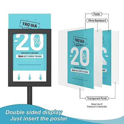 Relx Adjustable Outdoor Sign Holder Stand for Display - Floor Sign Stand with Base for Business Retail Events 8.5x11 inches