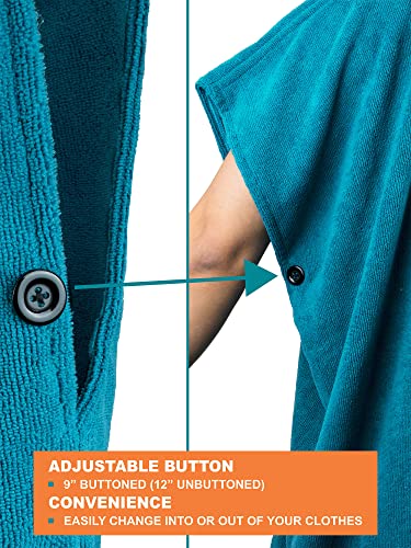 SUN CUBE Surf Poncho Changing Robe with Hood, Wetsuit Changing Hooded Towel | Thick Quick Dry Microfiber, Wetsuit Changing Towel, Surfing Beach Swim Outdoor Sports Cover Up, Adult Wearable Poncho - color: Sea Blue