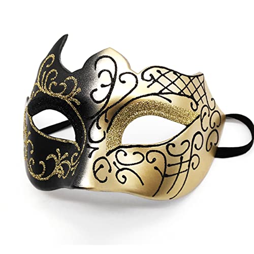 Masquerade Mask for Men Women Couple, Venetian Carnival Mask for Mardi Gras, Halloween, Party Prom Ball Costume - color: Gold