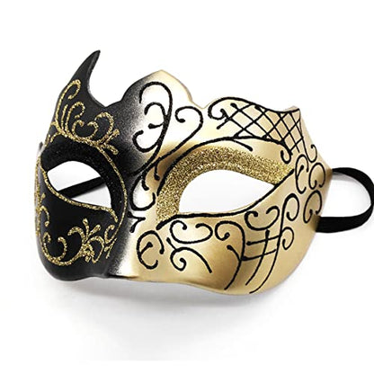 Masquerade Mask for Men Women Couple, Venetian Carnival Mask for Mardi Gras, Halloween, Party Prom Ball Costume - color: Gold