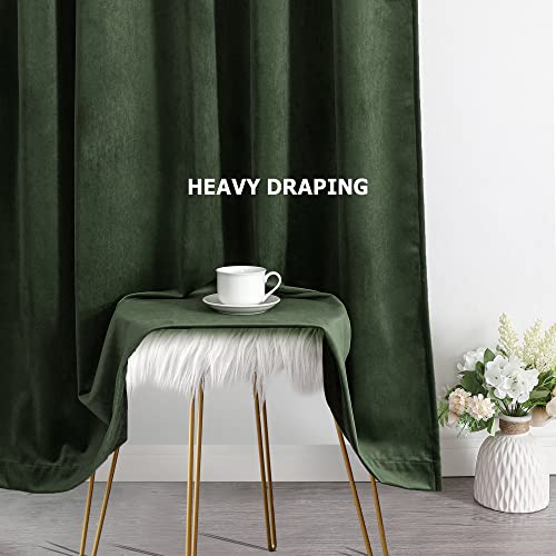 Benedeco Olive Green Velvet Blackout Curtains 52x84, 2 Panels | Elegant Room Darkening Thermal Insulated Noise Reducing Velvet Drapes with Back Tab and Rod Pocket for Living Room, Bedroom - color: Olive Green, size: 52"W x 96"L (Pack of 2)