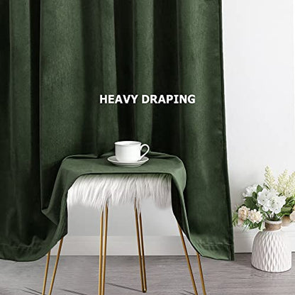 Benedeco Olive Green Velvet Blackout Curtains 52x84, 2 Panels | Elegant Room Darkening Thermal Insulated Noise Reducing Velvet Drapes with Back Tab and Rod Pocket for Living Room, Bedroom - color: Olive Green, size: 52"W x 96"L (Pack of 2)