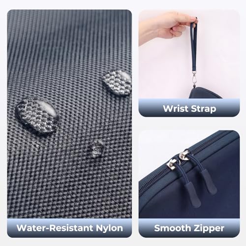 FYY Travel Cable Organizer - 8 Compartments, Lightweight, Water Repellent - color: Navy, size: (M) 8.9"× 5.1"× 3.3"