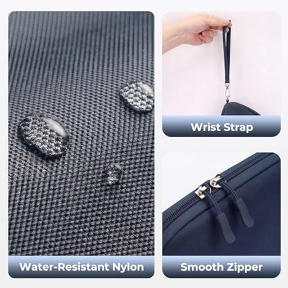 FYY Travel Cable Organizer - 8 Compartments, Lightweight, Water Repellent - color: Navy, size: (M) 8.9"× 5.1"× 3.3"