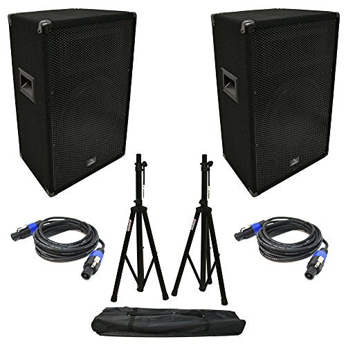 12" Passive PA Speakers with Stands Pair 450W 2-Way Harmony Audio HA-V12P
