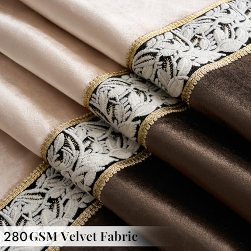 GIGIZAZA Velvet Curtains 96 Inch for Living Room 2 Panels Champagne Brown - color: Champagne+brown, size: 52"W x 96"L (Pack of 2)