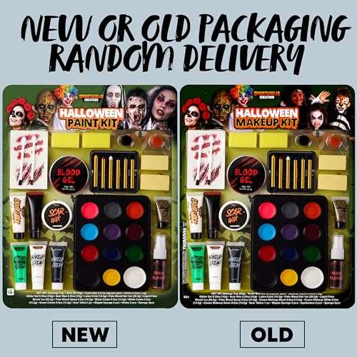 Spooktacular Creations 25 PCS Halloween Family Makeup Kit, 12 Color Special Effect Face Body Paint, Costume Makeup, Zombie Cosplay, Wounds, Injuries & Blood for Halloween Party Supplies