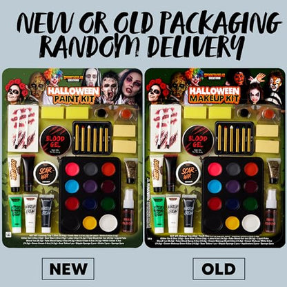 Spooktacular Creations 25 PCS Halloween Family Makeup Kit, 12 Color Special Effect Face Body Paint, Costume Makeup, Zombie Cosplay, Wounds, Injuries & Blood for Halloween Party Supplies