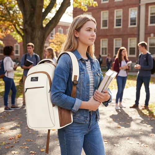MATEIN 15.6 inch Travel Laptop Backpack, Cute Anti Theft Slim Sturdy Bag | Water Resistant, College Computer Bag, Daily Commute & Travel, Gift for Men & Women Nurse Teacher, Everyday Carry Lightweight - color: Beige Brown, size: 15.6 Inch