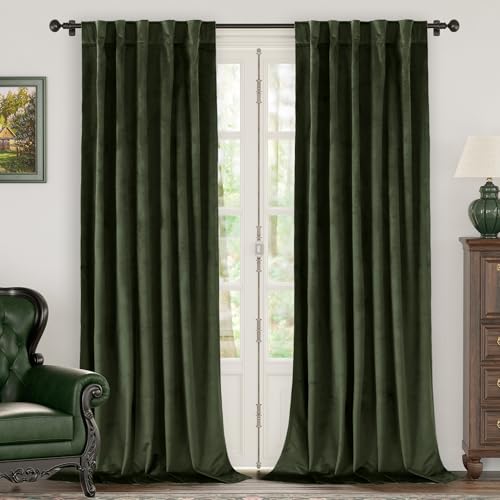 BGment Velvet Curtains for Living Room, Olive Green Blackout Curtains - color: Olive Green, size: 42"W x 84"L (Pack of 2)