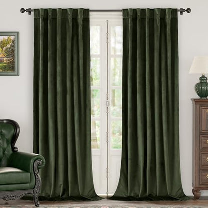 BGment Velvet Curtains for Living Room, Olive Green Blackout Curtains - color: Olive Green, size: 42"W x 84"L (Pack of 2)