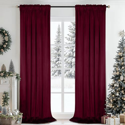 SimpleHome Red Velvet Curtains 96 Inches for Living Room Rod Pocket | Luxury Blackout Velvet Curtains,Thermal Insulated 2 Panels Room Darkening Drapes,Velvet Bedroom Curtains,W40 x L96,2 Panels - color: Red, size: 40"W x 96"L (Pack of 2)