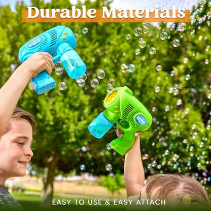 JOYIN 2 Kids Bubble Gun with 2 Bottles Refill Solution, Bubble Machine Gun for Toddlers Kids 4-8, Party Favors, Summer Toy, Outdoors, Easter, Birthday Gift - color: Blue+green
