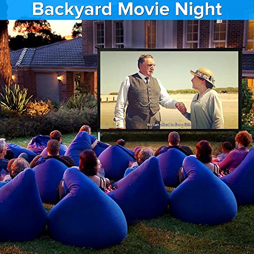 Projector Screen 110 inch,Outdoor Projector Screen with 3-Layers PVC | Polyester-Free Anti-Light 4K HD Screen,Sturdy Aluminum Frame,Easy Setup,Perfect for Poolside, Backyard, and Party Nights - size: 110inch