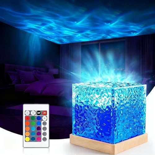 Water Ripple Northern Lights Projector, Ocean Lamp, Remote Control Northern Lights Ocean Wave Lamp, Color Atmosphere Decor for Bedroom, Games, Birthdays & Festival Gifts (Remote Control Version) - color: Remote Control Version