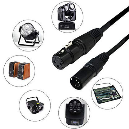 SinLoon DMX 512 Stage Light Cable XLR Male 5 Pin Male to XLR Female 3 Pin with Metal Connectors for Stage Lighting and DJ-1.6m