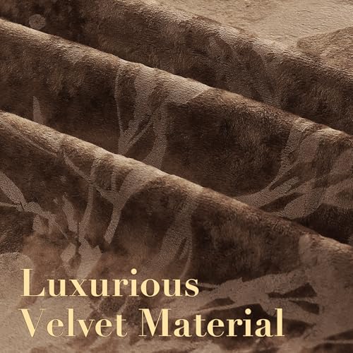 H.VERSAILTEX Velvet Birds and Lotus Curtains for Living Room 108"L, Caramel | Luxury Velvet, Room Darkening, Light Blocking, Noise Reducing, Thermal Insulated, Grommet Top, 52 X 108 Inch, 2 Panels - color: Lotus-caramel, size: 52"W x 108"L (Pack of 2)