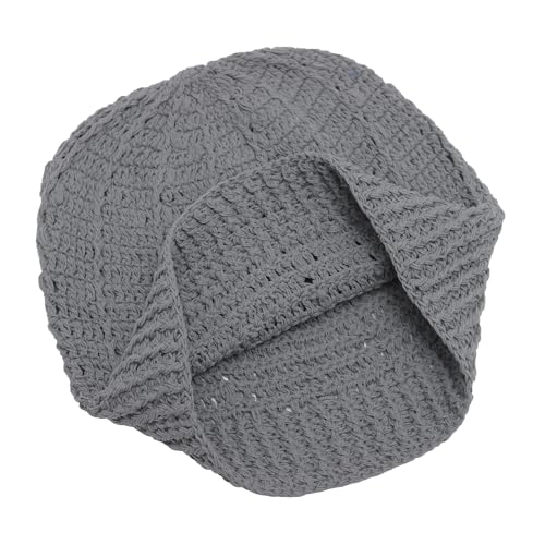 ZLYC Women Cotton Crochet Slouchy Beanie Hat Handmade Knit Summer Skull Cap | Lightweight breathable,boho casual chic look,travel photos festival party,café commute daily wear,beach concert gathering - color: Gray