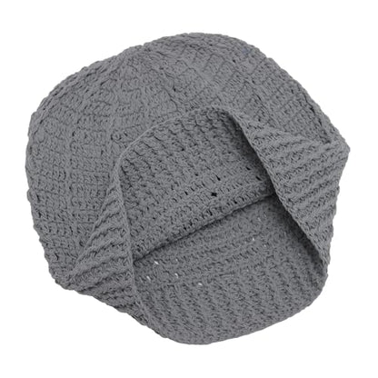 ZLYC Women Cotton Crochet Slouchy Beanie Hat Handmade Knit Summer Skull Cap | Lightweight breathable,boho casual chic look,travel photos festival party,café commute daily wear,beach concert gathering - color: Gray