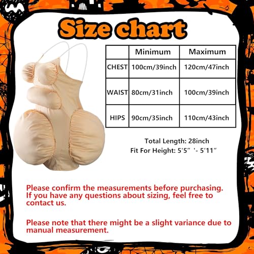 7 Pcs Halloween Fat Old Man Costume, Fake Belly and Chest Fat Suit