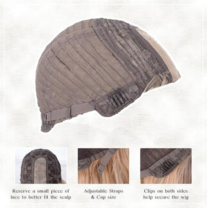 Aida ble Long Wavy Dark Blonde Ombre Wig for Women 26inch Middle Part Wig | Natural Looking Synthetic Wig,Suitable for Daily Wear,Party,Halloween and Cosplay,Beginner-friendly,Lightweight and soft - color: Brown Ombre Blonde