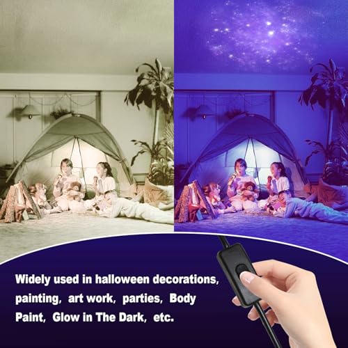2 Pack 50W LED Black Lights, Flood Blacklight with Plug, IP66 Waterproof Outdoor UV Spotlight for Dance Party Large Space, Glow in The Dark, Halloween Lamp - size: 2 Pack-50W