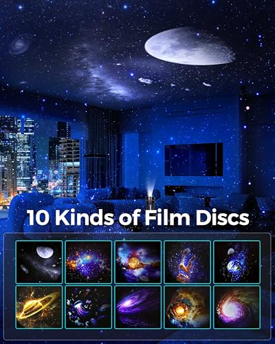 Galaxy Projector with White Noise Machine for Bedroom, Planetarium Star Projector with Solar System & Constellation, 28 Soothing Sounds, Timer, 360° Rotating Night Light for Ceiling Kids Adults