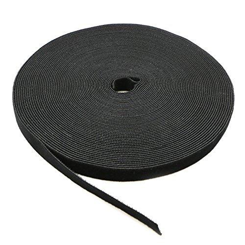 Reusable Fastening Tape Cable Ties 3/4 Inch Double Side Hook Roll (25 Yard, Black) - color: Black, size: 25 Yard